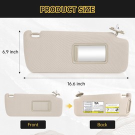 Right Passenger Side Sun Visor with Vanity Light Compatible with to yota 4Runner 2010-2024 Replaces 74310-35B01-B1, 7431035B01B1, 74310 35B01 B1, 74310-35B00-B1, 7431035B00B1 (Beige)