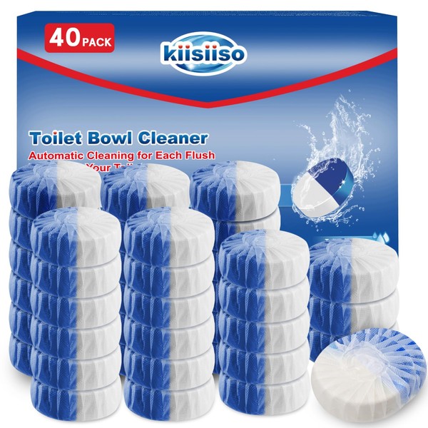 KIISIISO Toilet Bowl Cleaners 40 PACK,Long-Lasting Toilet Bowl Cleaner Tablets with Sustained-Release Technology Against Tough Stains,Automatic Toilet Cleaner for Deodorizing & Descaling