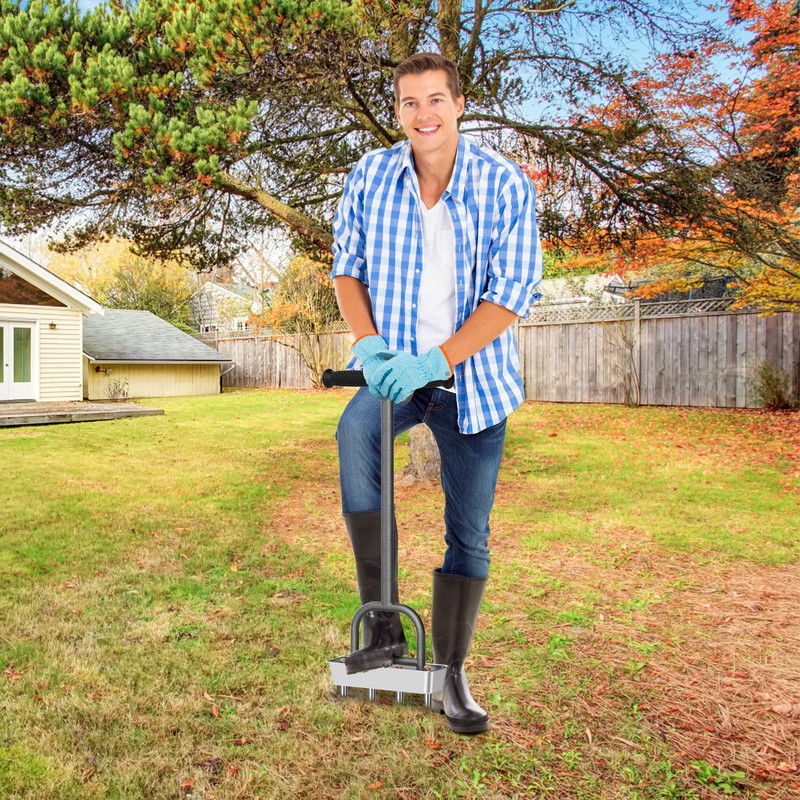 Dolibest Lawn Coring Aerator, Manual Grass Aerating Tool with Stainless
