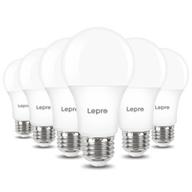 Lepro Dimmable LED Light Bulbs 60 Watt Equivalent, 9.5W 800LM Daylight White 5000K, A19 E26 Standard Medium Base, UL FCC Listed, 15000 Hour Lifetime, 6 Packs