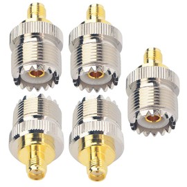 onelinkmore Adaptador coaxial RF SMA hembra a SO239 hembra UHF Jack SO-239 conector de cable de antena para radio serie UV-5R, paquete de 5