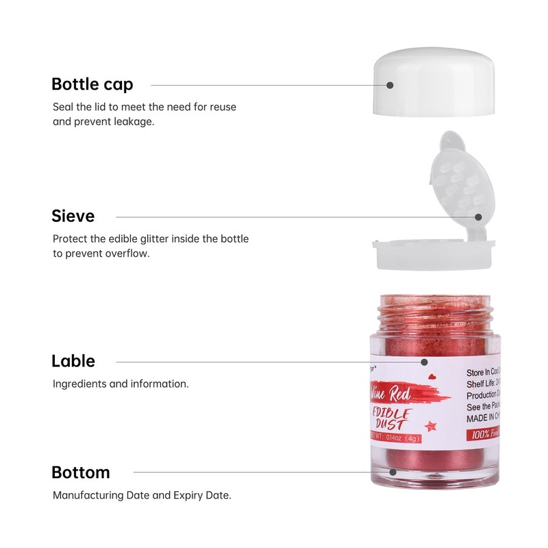 Sujoygar Wine Red Edible Luster Dust, Food Grade, 4g, Edible