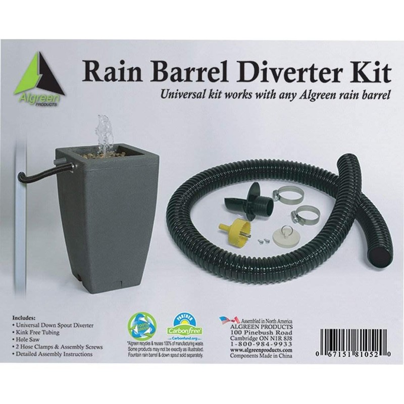Algreen 81052 Rain Barrel Deluxe Diverter Kit Black