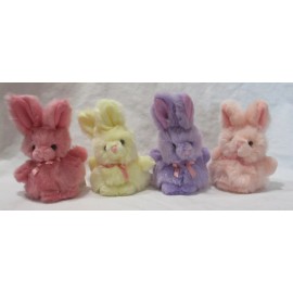 Russ Berrie & Co., Inc. ITTY BITTY BUNNIES pastel set 4 pink yellow purple peach