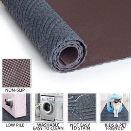 NINXANG Hallway Runner Rug 3FTx18FT Washable Non-Slip Rubber Back Area Rug Indoor Outdoor Carpet Door Mat for Floor Entryway Bathroom Laundry Room Foyer Balcony Kitchen Bedroom Living Room Grey