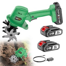 Muylux 20V Cordless Tiller Cultivator for Gardening, Electric Garden Tiller with 2 x 2.0Ah Batteries & Charger, Garden Rototiller for Lawn Gardening Soil Cultivation