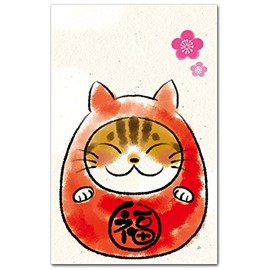 かわいいイラストぽち袋 ｢猫だるま｣ おもしろ祝儀袋 ５枚入り お年玉袋