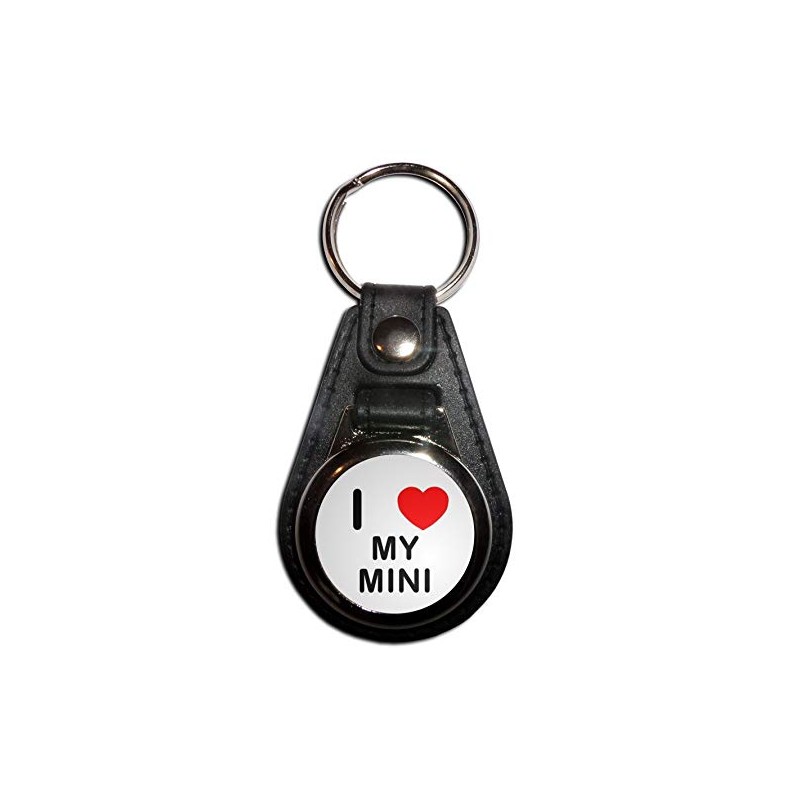 I Love My Mini - Black Plastic Medallion Key Ring