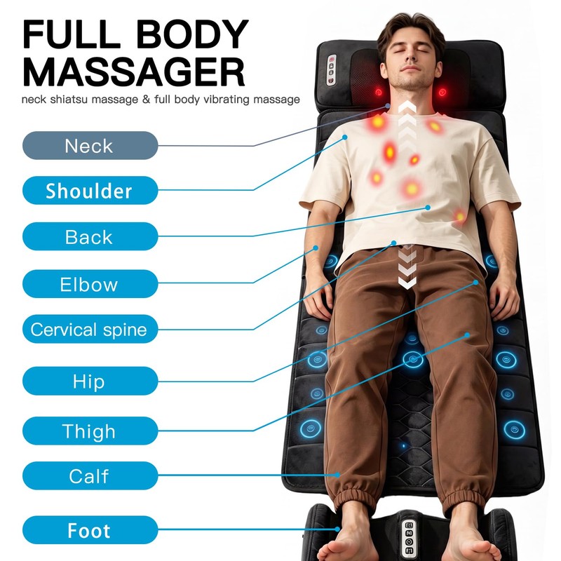 Roomark Full Body Massage Mat with Movable Neck Massager or