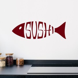 Vinyl Wall Decal Sushi Logo Restaurant Japanese Cuisine Stickers Large Decor (3364ig) Black