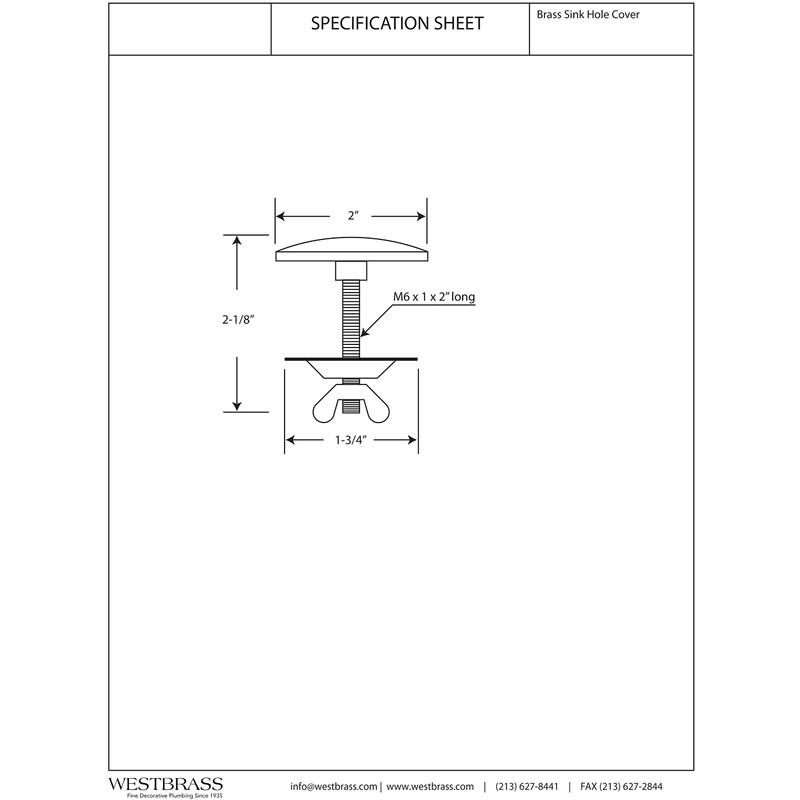 Westbrass A202-01 2" Kitchen Sink Hole Cover, PVD Polished Brass