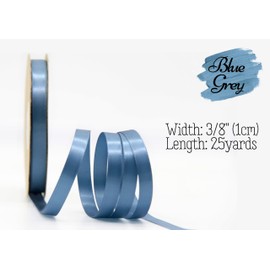 LASOIE Satin Ribbon for Flower Bouquet Gift Wrapping for Crafts Bows for Girls Hair Presents Bookmarks Birthday Party Decorations Wedding Invitations Decorative for Craft Blue Gray 9mm 3/8 Inches