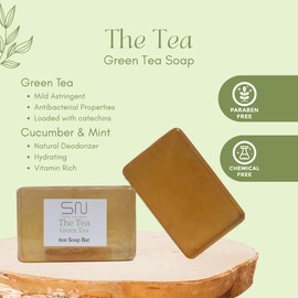 Seoul Naturals The Tea Green Tea Soap with Cucumber and Mint, k beauty, 6 oz