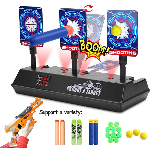 Electronic Shooting Target for Nerf Guns, Digital Scoring Auto-Reset Shooting Practice Targets for Nerf N-Strike Elite/Mega/Rival Series, Ideal Gifts Toys for Kids, Teens, Boys & Girls (Only Target)