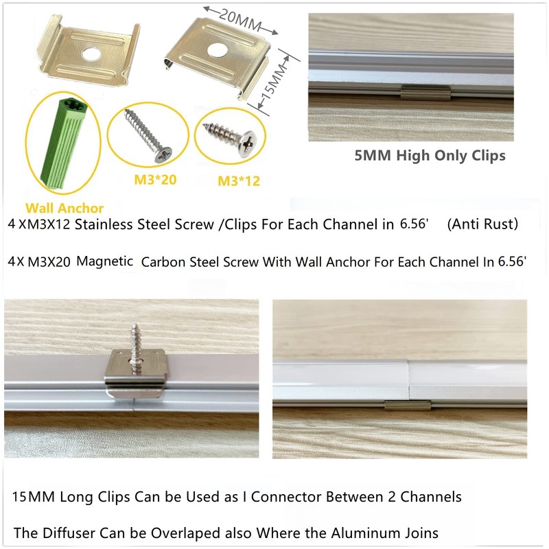 THMOOTHER Recessed LED Strip Channel Diffuser 10-Pack 6.56FT,23.5X7MM LED Tape