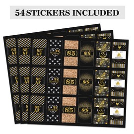 PHOHUI HAVE A NICE TIME Black and Gold 85th Birthday Party Mini Candy Bar Wrappers,Mini Candy Bar Wrappers Birthday Party Favors, Pack of 54. (85)