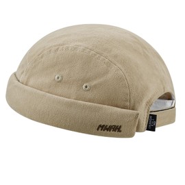 Clakllie Cotton Brimless Skullcap Beanie Sailor Cap Visor-Less Docker Hats Vintage Leon Cap Urban Street Watch Hat,Beige