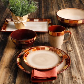 Gibson Elite Casa Estebana 10 Inch Reactive Glaze Serving Bowl, Brown