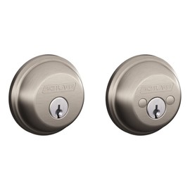 Schlage Residential B Series Grade AAA Double Cylinder Deadbolt, Conventional C Keyway, Satin Nickel Finish, Non-Handed, 2-3/8-2-3/4" Backset, Rectangle Strike