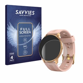 Savvies Pack of 4 Full Screen Protectors for AGPtek LW11 Full Cover Screen Protector [3D Curved, Transparent, Anti-Fingerprint]