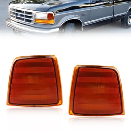 VYNTRAL Parking Corner Side Marker Light Housing Compatible with 1992-1997 Fo-rd F150 F250 F350, Fo-rd Bronco, Turn Signal Marker Light Cover [No Bulbs], OEM Part #FO2551108 F2TZ15A201C, Amber Lens
