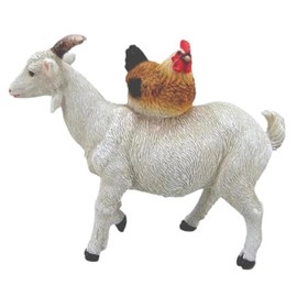 Distinctive Designs 6.5" Resin Hen and Goat Figurine - Farmhouse Home Decor - Goat for Farmhouse, Country, or Cabin Decor