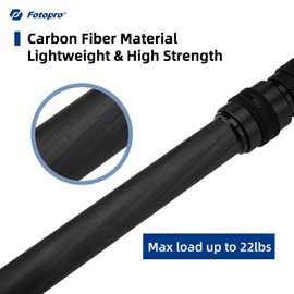 Fotopro Mini Carbon Fiber Tripod Mount 0.39KG Lightweight Compact Travel with 360 Degree Ball Head Mini Max Load 5KG P-2 Mini + P-2H Black