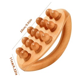 AIMALL Universal Handheld Massage Brush with Large Rounded Handle, Whole Body Meridian Massage Tool, Includes 14 Beads for Leg, Waist, and Hand Massage