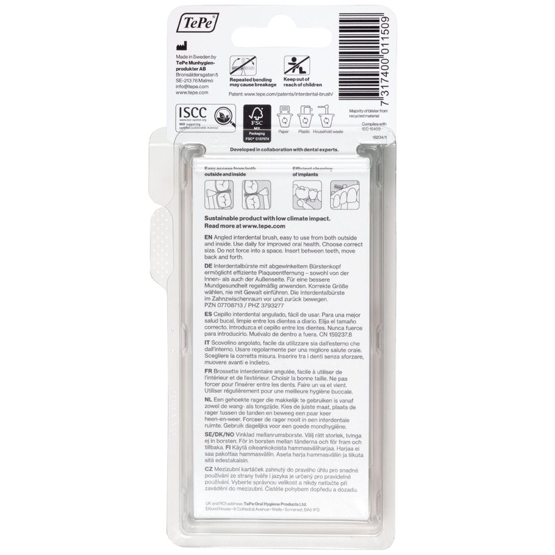 Tepe Angled 0.45mm Orange Interdental Brushes - Pack of 6