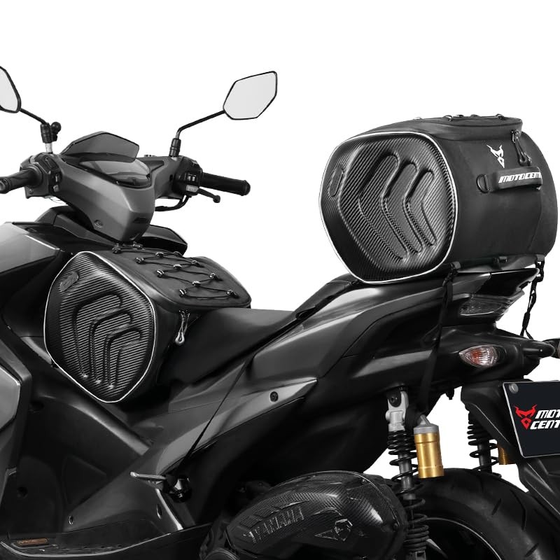 MOTOCENTRIC Motorcycle Front Spand Rear Seat Bag,22L Waterproof Reflective Motorbike