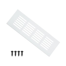 PATIKIL 8 x 2.4 Inch Door Air Vent Cover, 1 Pcs Heavy Duty Aluminum Grille Ventilation Cover Louvered with Mounting Screws for Cabinet Wardrobe Door, Silver