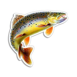 Brown Trout Fish Sticker Boat Fishing Tumbler Cup Cooler Laptop Car Vehicle Window Bumper Vinyl Decal