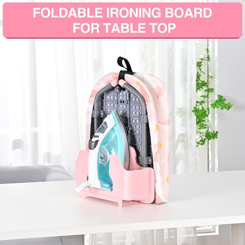 APEXCHASER Small Ironing Board with Iron Holder, Compact Ironing Board