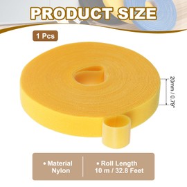 PATIKIL 0.8IN x 33FT Hook and Loop Tape, Double-Sided Nylon Strips Reusable Cable Ties Roll Multi-Purpose Cord Management Tape Wrap Fastener for Home Office, Yellow