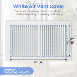 14 x 8 Inch [Duct Opening] Air Vent Covers for Wall or Ceiling - High Airflow 2 Way Steel Ventilation - Adjustable Wall/Ceiling Register, 15-3/4 Inch x 9-3/4 Inch [Overall Dimensions]