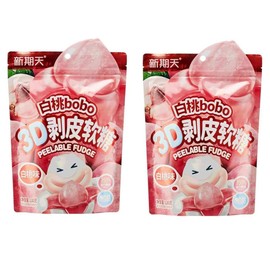 Peeling Fruit Fudge 130g/Bag,50% Juice Content Gummy Candy，Hand Peeled Candy，Chinese Snacks，2bag (White peach)