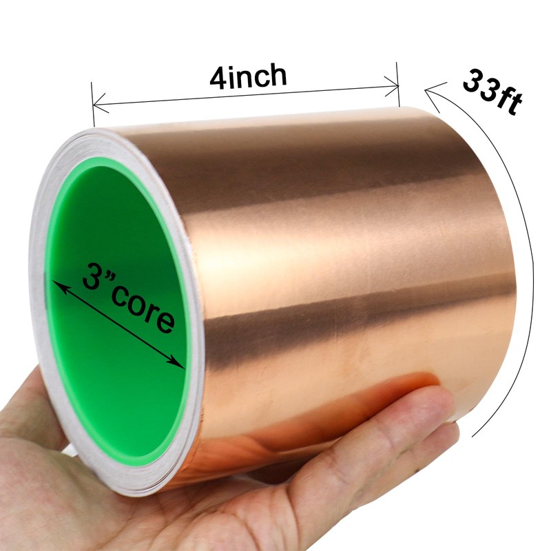 BOMEI PACK Copper Foil Tape,4 Inch x 33 Ft,Wide Roll
