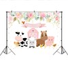 Lofaris Pink Farm Animals Birthday Photography Backdrop Girls Birthday Barnyard
