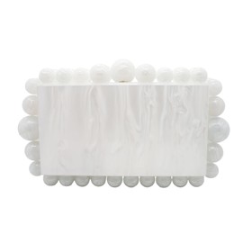Tngan Women Acrylic Evening Clutch Box Purse Marble Handbag for Wedding Cocktail Party Banquet, White