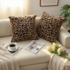 QIFONIX Leopard Print Throw Pillow Covers,Plush Faux Fur (Brown,18" x