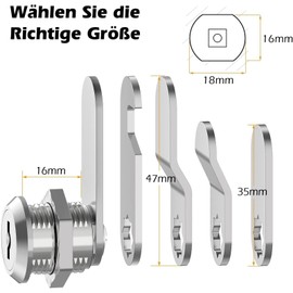 Letterbox Lock, Comes with 4 Keys and 4 Different Lock Plates, Cabinet Lock, Locker Lock, Letter Box Lock, Lever Lock Furniture Lock for Cupboard, Cabinet Doors
