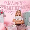 RICHHHA Glitter Pink Bow Happy Birthday Banner Pre-Strung Coquette Birthday