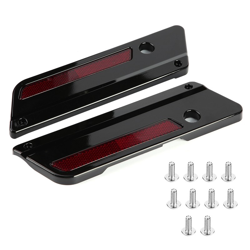 2pcs Motorcycle Saddlebag Latch Cover Reflectors for Glide Touring 94-17