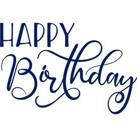 Decal Stickers of Happy Birthday (Navy Blue) (Set of 2) Premium Waterproof Vinyl Decal Stickers for Laptop Smartphone Car Dirt Bike Wall Room Mason Jar Bathtub Door Skateboard - ANDsticd46686AB