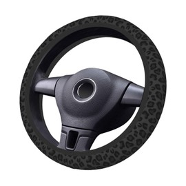 KARREAL Black Leopard Print Cheetah Elastic Steering Wheel Cover, Non-slip Breathable Neoprene Steering Wheel Covers, Women Leopard Car Accessories, Universal 15 Inch Fit Auto, Suvs, Truck