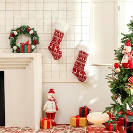 climafusion Christmas Stockings Set of 2, Christmas Decorations Indoor, 19 Inches large Holiday Xmas Stockings for Party Christmas Tree