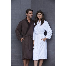 Mansfield, Unisex Spa Microfiber Shimmer Lined Shawl Collar Robe, Chocolate, 2X