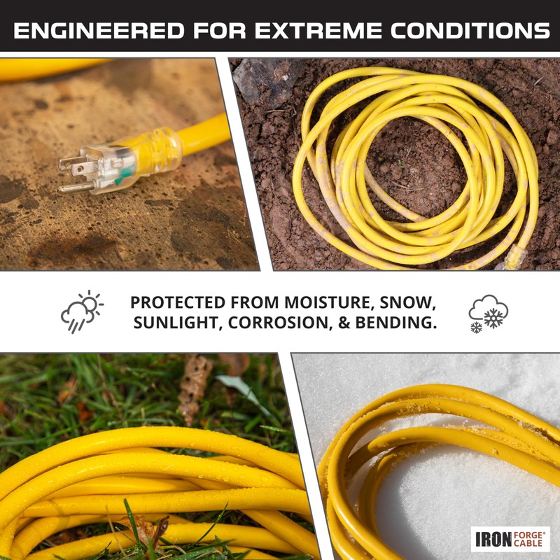 IRON FORGE CABLE 15 Foot Lighted Outdoor Extension Cord with