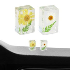 SAMIQU 2PCS Car Ornament Preserved Flower Resin Craft, Auto Center Console Decoration,Gift for Men and Women (Sunflower Color)