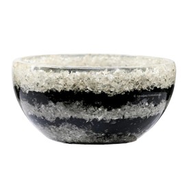 Black Tourmaline & Clear Quartz Orgonite Orgone Crystal Gemstone Bowl - 4" Orgonite Black Tourmaline & Clear Quartz Crystal Bowl for Meditation, Crystals and Healing Stones Gift and Protection